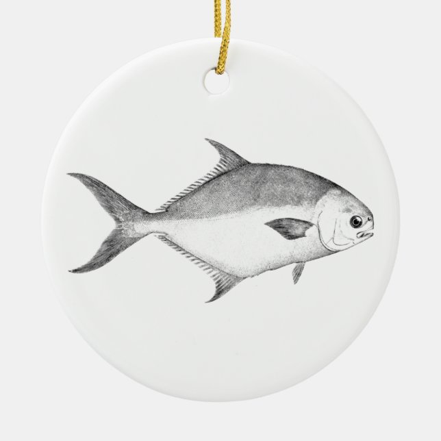 Florida Pompano Logo (Line Art. Keramik Ornament (Vorne)