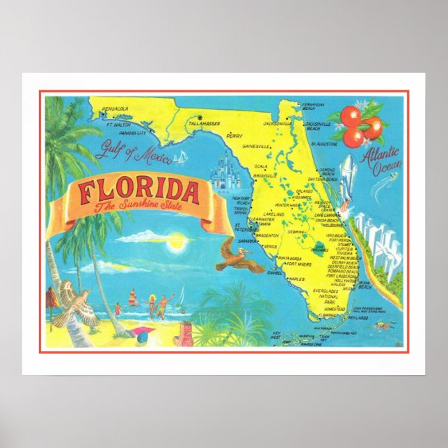 Florida Postcard Karte 18x24 Poster Print (Vorne)