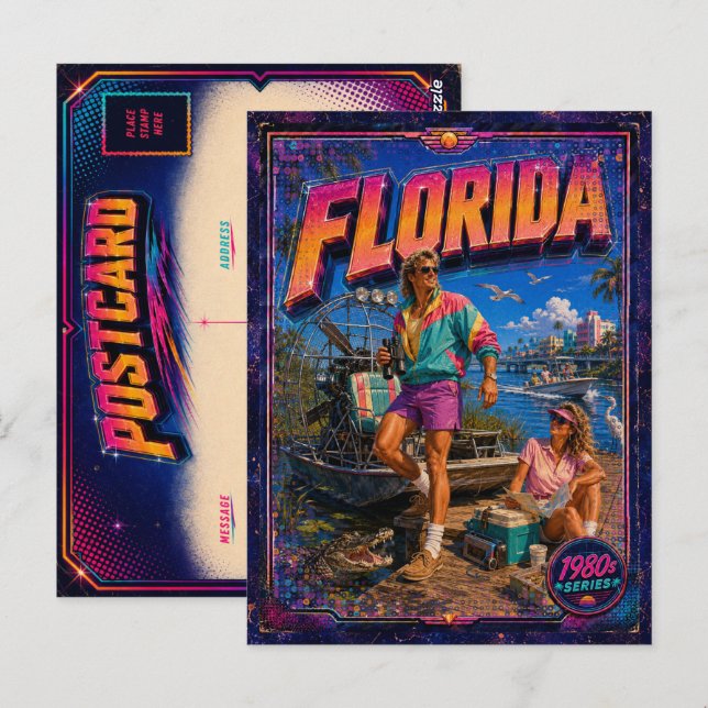Florida Postkarte 80er Retro (Vorne/Hinten)