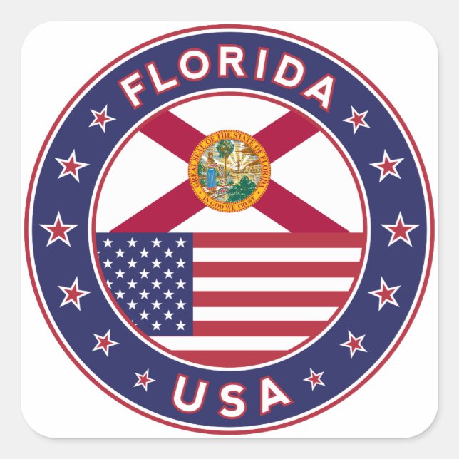 Florida Quadratischer Aufkleber (Vorderseite)