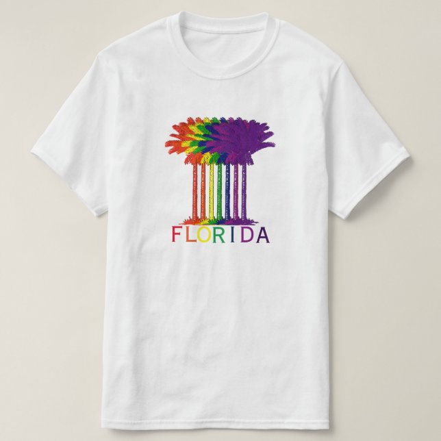 Florida-Regenbogen-Palmen T-Shirt (Design vorne)