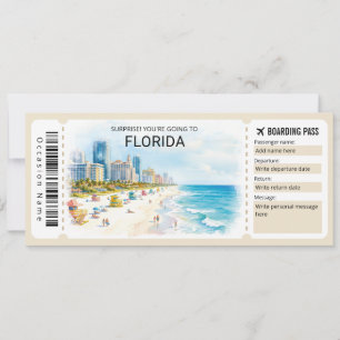 Florida-Reise-Boarding-Pass-Ticket Einladung