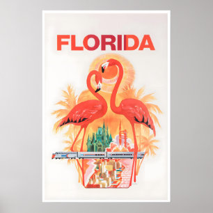 Florida Reiseplakat Flamingo-Kunst druck Poster
