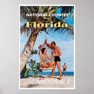 Florida Reiseplakat Retro Florida Wandkunst Druck Poster