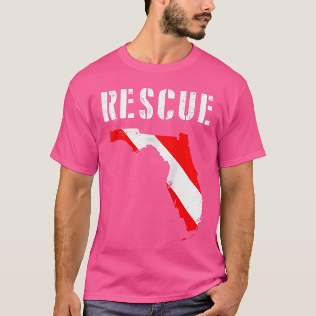 Florida Rescue Diver Flag Scuba Divema T-Shirt (Vorderseite)