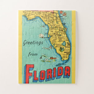 Florida Retro Karte 11x14 BIG Stücke Jigsaw Puzzle