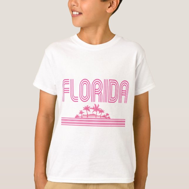 Florida Retro Neon Palm Trees Pink T-Shirt (Vorderseite)