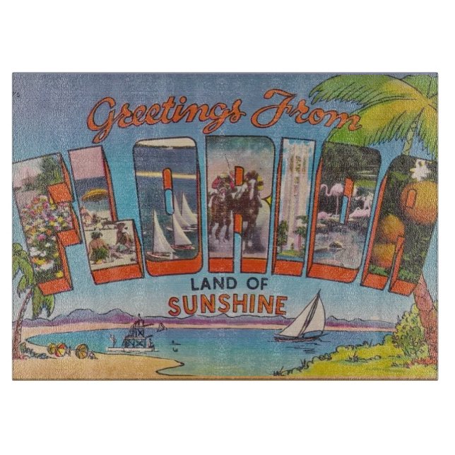 Florida  Retro Postcard Schneidebrett (Vorderseite)
