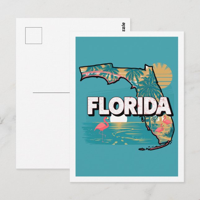 Florida Retro Travel Design Iconic US Staaten Postkarte (Vorne/Hinten)