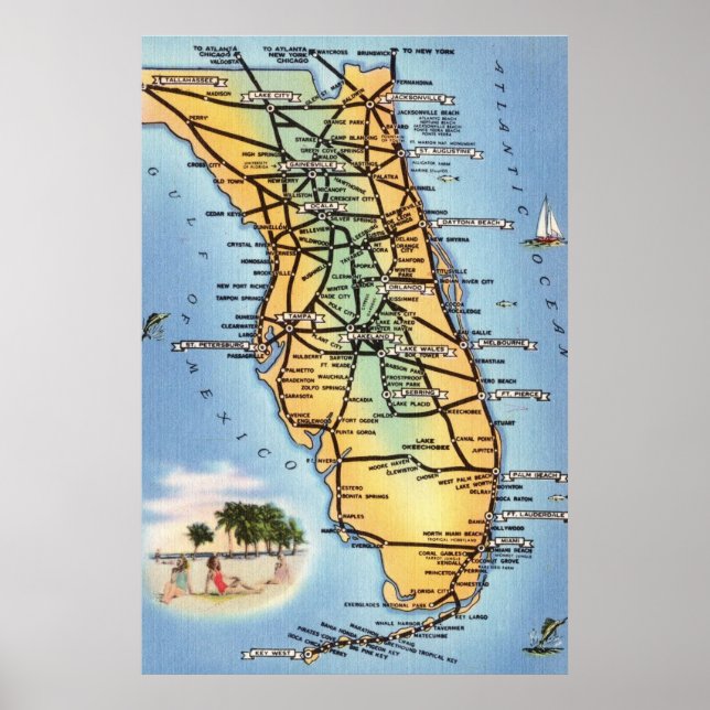 Florida Road Map Poster (Vorne)