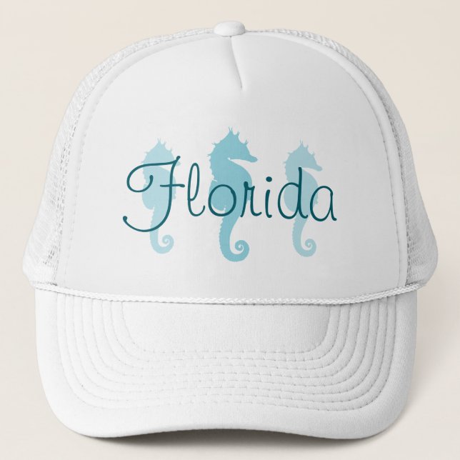 Florida Robin Egg Blue Seepferde Truckerkappe (Vorderseite)
