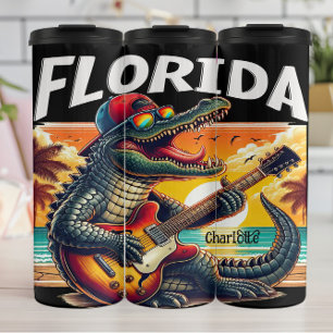 Florida Rock: Alligator Guitar Sunset Thermosbecher
