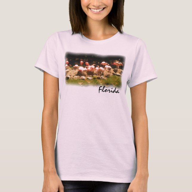 Florida rosa Flamingo Ladys Shirt (Vorderseite)
