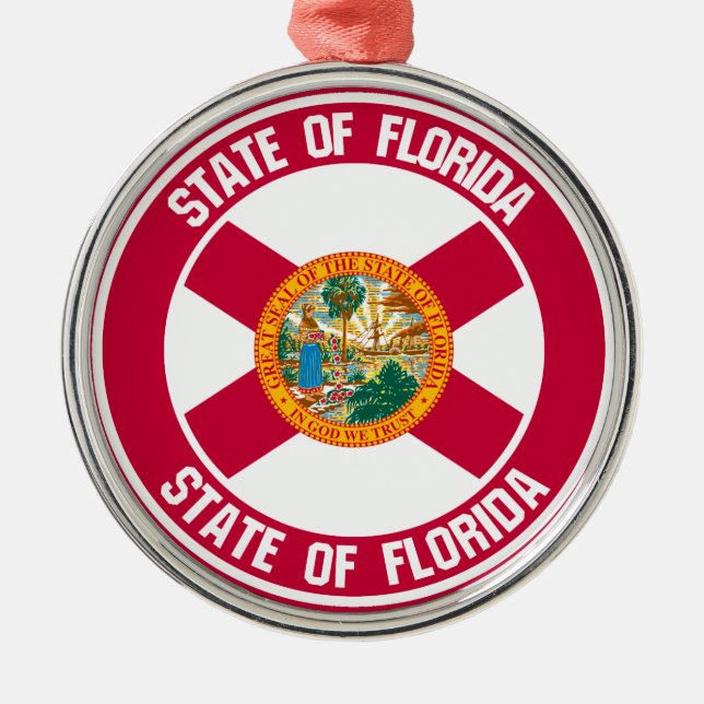 Florida Round Emblem Ornament Aus Metall (Vorne)