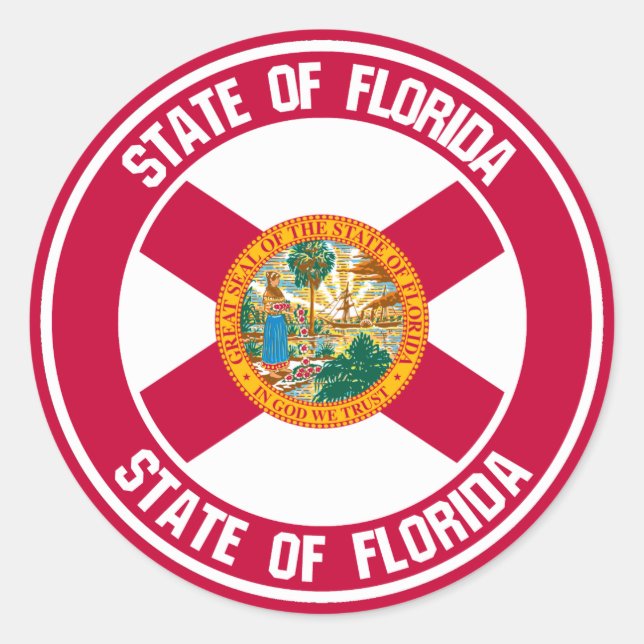 Florida Round Emblem Runder Aufkleber (Vorderseite)