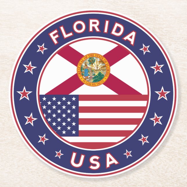 Florida Runder Pappuntersetzer (Vorderseite)