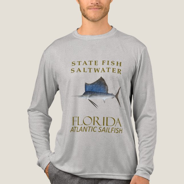 Florida Saltwater Fish Atlantic Sailfish Design Tri-Blend Shirt (Vorderseite)