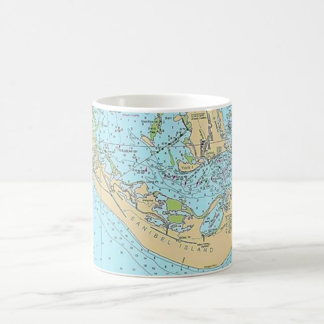  Florida - Sanibel Captiva Nautical Chart Mug Kaffeetasse (Mittel)