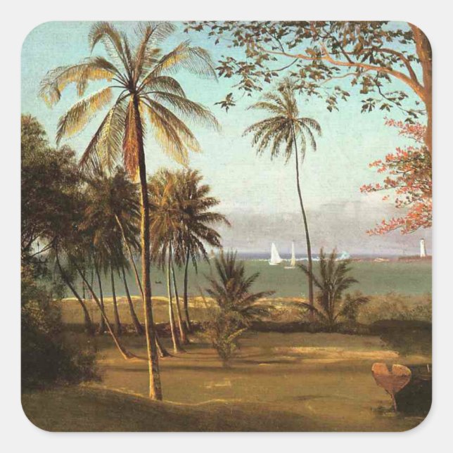 Florida Scene by Albert Bierstadt Quadratischer Aufkleber (Vorderseite)