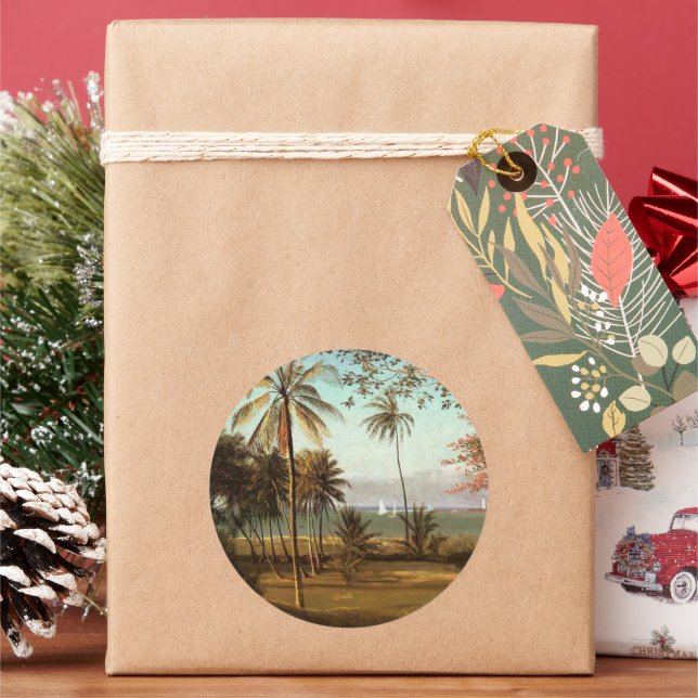 Florida Scene, Kunstmalerei, Runder Aufkleber (Feiertag)