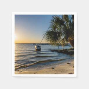 Florida schiefe Palme Sonnenuntergang Party Servie Serviette
