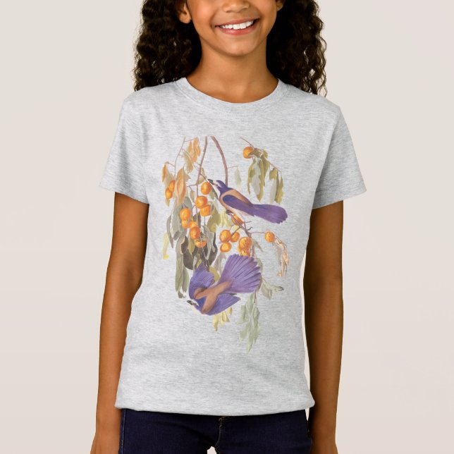 Florida Scrub Jay Audubon Birds on Orange Tree T-Shirt (Vorderseite)