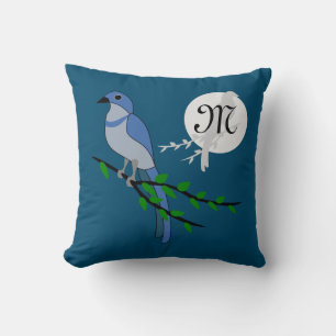 Florida Scrub Jay Monogram Wappen Kissen