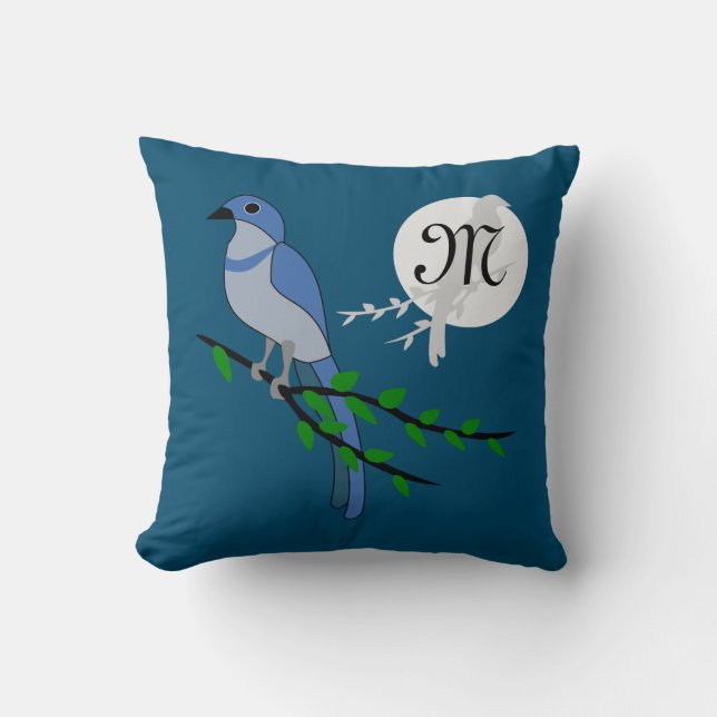 Florida Scrub Jay Monogram Wappen Kissen (Vorderseite)