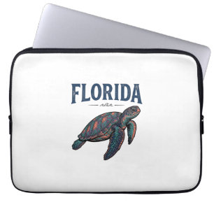 Florida-Seeschildkröte Vintage-Stich Grafik_1 Laptopschutzhülle