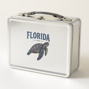 Florida-Seeschildkröte Vintage-Stich Grafik_1 Metall Brotdose
