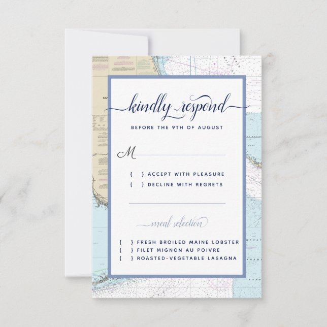 #Florida Semi-formale #Nautical Wedding / Event RSVP Karte (Vorderseite)