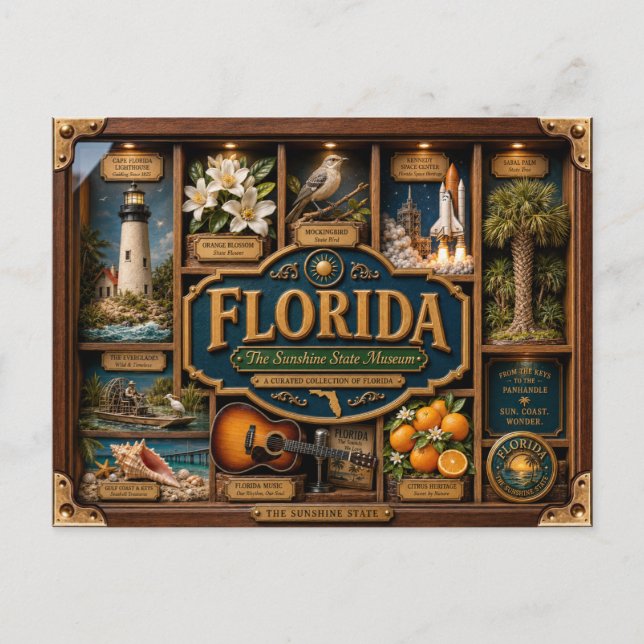 Florida Shadow Box 3D Figurine Staat Postkarte (Vorderseite)
