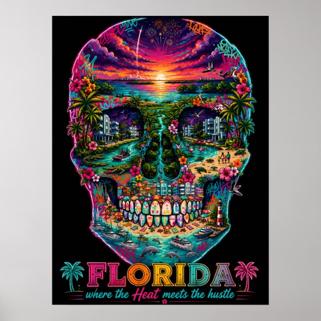 Florida-Skull-Kunstposter - State of Mind Poster (Vorne)