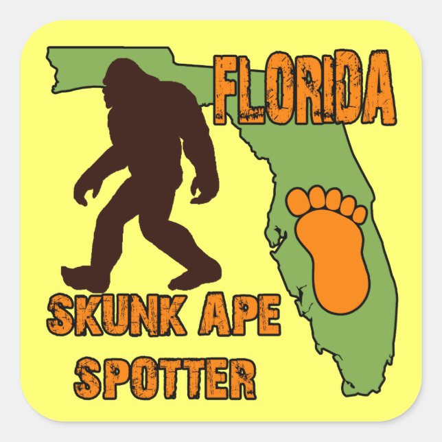 Florida Skunk Ape Spotter Quadratischer Aufkleber (Vorderseite)