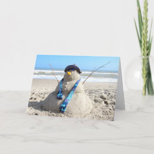 Florida Snowman Beach Weihnachtskarte Feiertagskarte