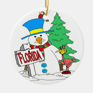Florida Snowman Keramik Ornament