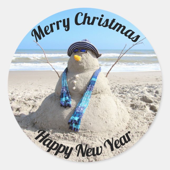 Florida Snowman Stickers - Sandskulptur - Strand (Vorderseite)