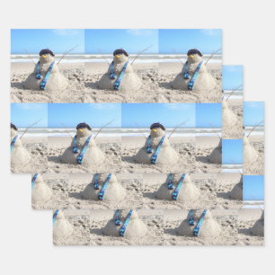 Florida Snowman - Strand - Faltpapierblätter Geschenkpapier Set