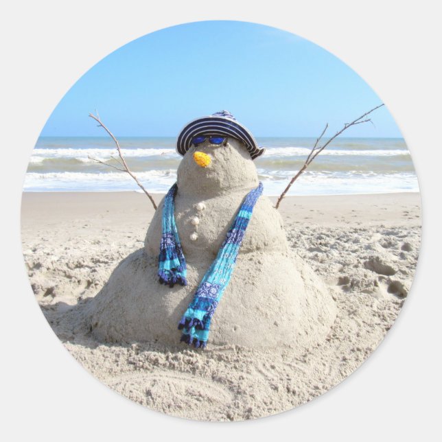 Florida "Snowman"- Strand-/ Skulpturenaufkleber Runder Aufkleber (Vorderseite)