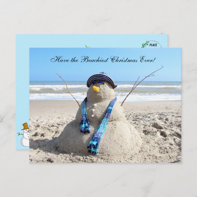 Florida Snowman Weihnachtskarte Postkarte (Vorne/Hinten)