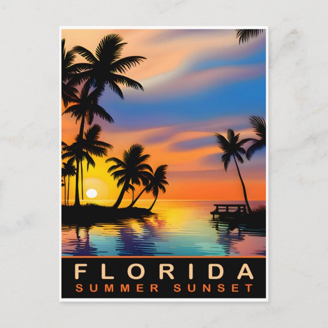 Florida, Sommersonne mit Palmen, Reisen Postkarte (Vorderseite)
