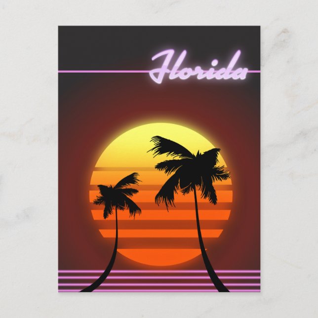 Florida-Sonnenuntergang 1984 Poster Postkarte (Vorderseite)