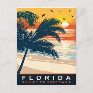 Florida, Sonnenuntergang am Strand, Reise Postkarte