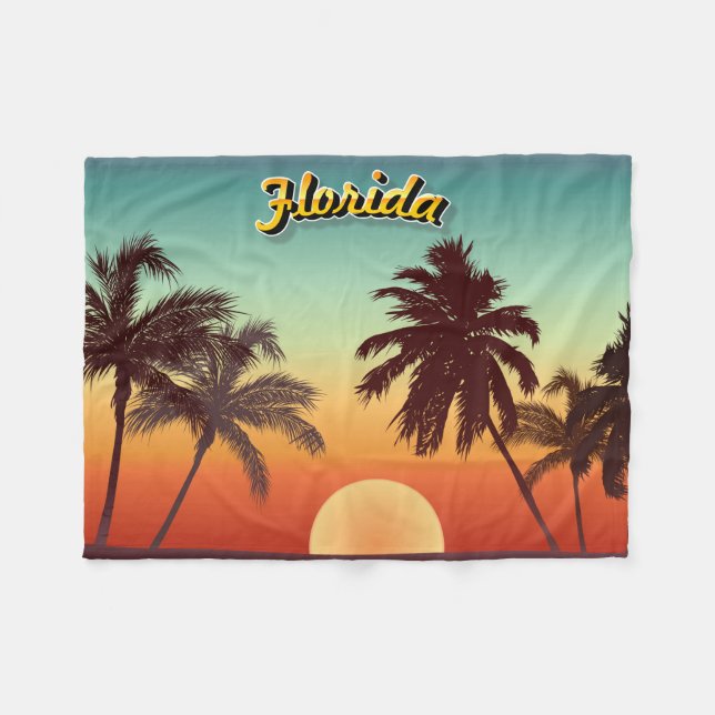 Florida-Sonnenuntergang - Editable Illustration Fleecedecke (Vorderseite (Horizontal))