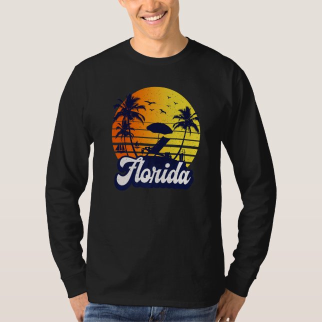 Florida Sonnenuntergangsstrand Retro Premium T-Shirt (Vorderseite)