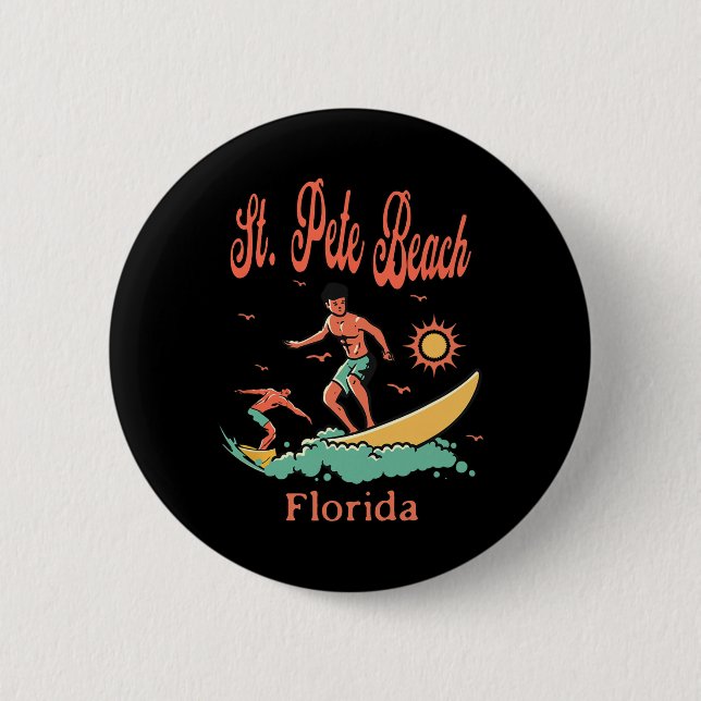 Florida St. Pete Beach Fl Surfer Surfen Angeln P Button (Vorderseite)