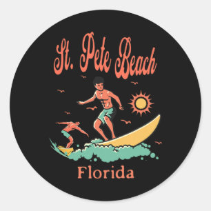 Florida St. Pete Beach Fl Surfer Surfen Angeln P Runder Aufkleber