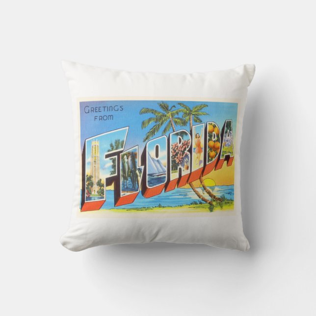 Florida-Staat # alte Vintage Reise-Andenken Kissen (Vorderseite)
