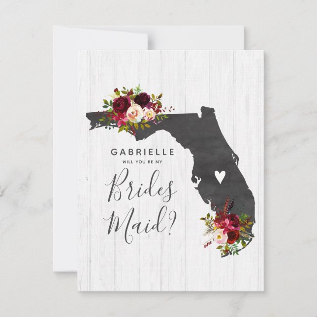Florida Staat Floral werden Sie meine Bridesmaid s Einladung (Vorderseite)