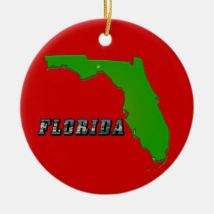 Florida Staat Map and Text Keramik Ornament
